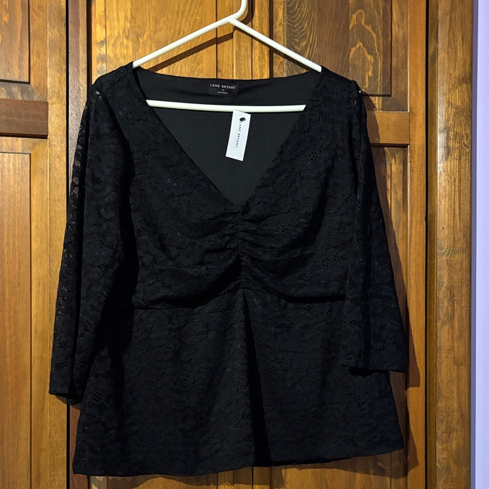 Lane Bryant Elegant Black Lace Blouse